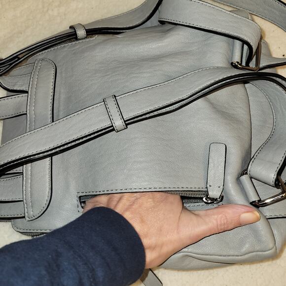 CALVIN KLEIN Blue Gray‎ Triple Compartment Leather Backpack - Picture 10 of 12